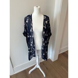 Motherhood Maternity Womens Navy Floral Crochet Open Front Cardigan One Size